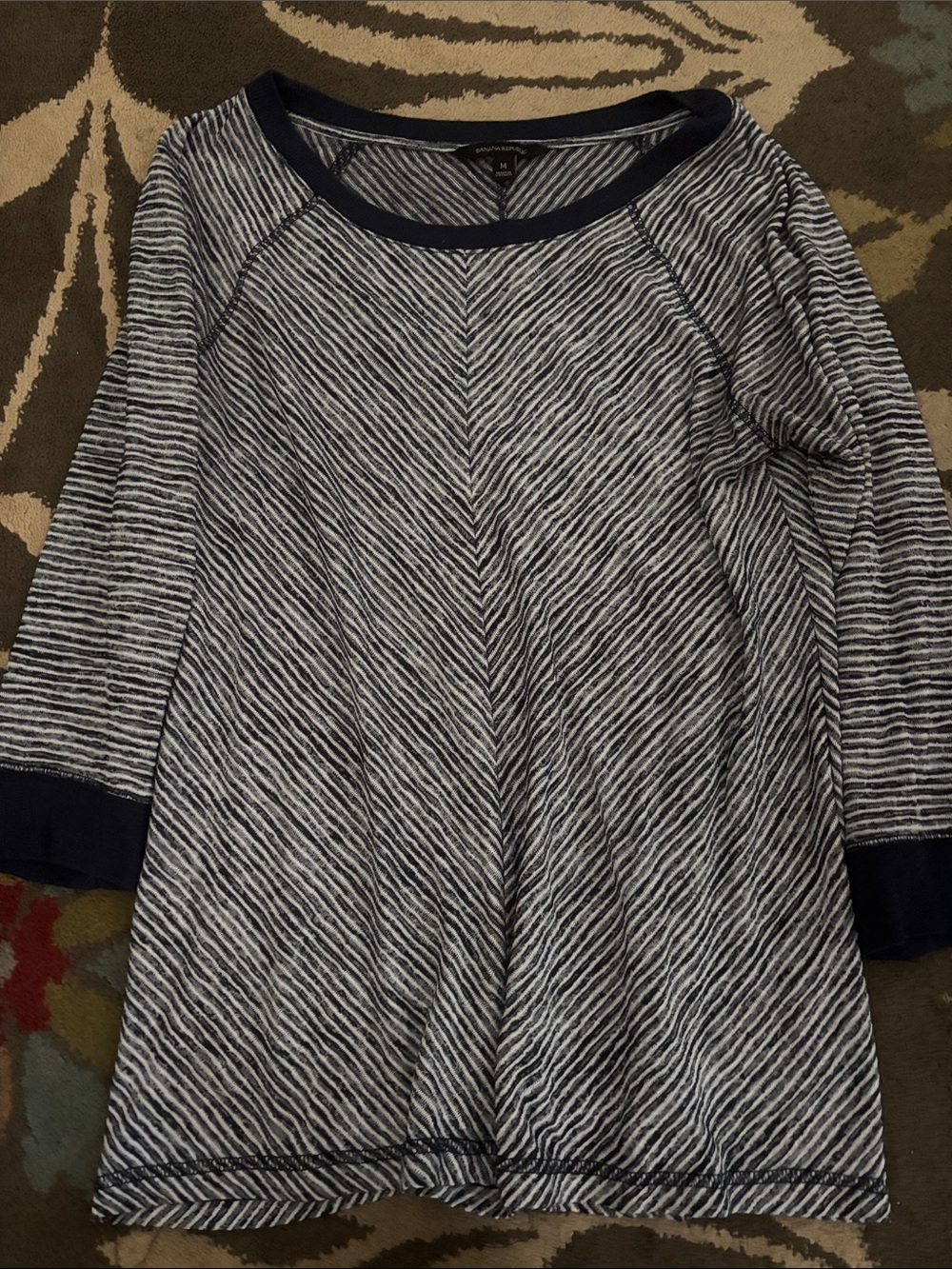 Banana Republic Navy and White Striped Top